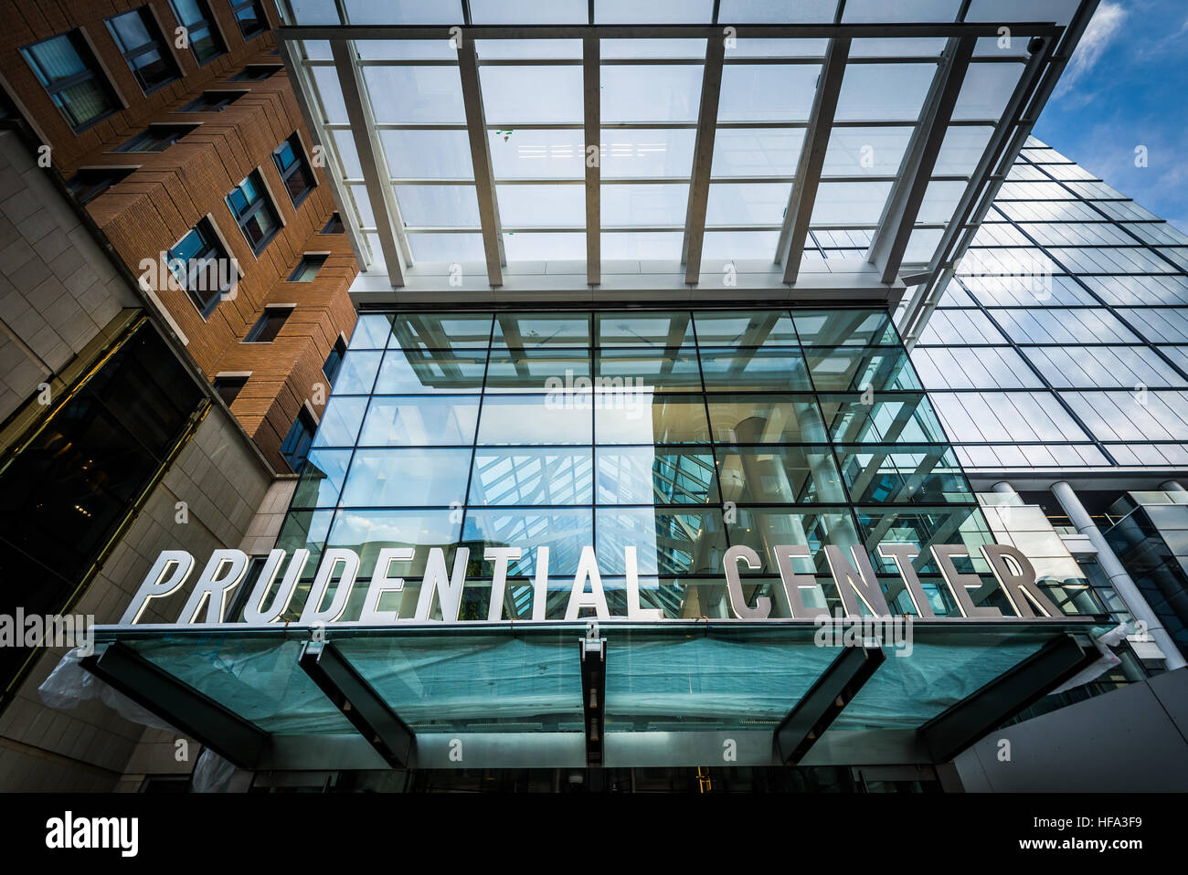 Le Prudential Center, dans la région de Back Bay, Boston, Massachusetts. Banque D'Images