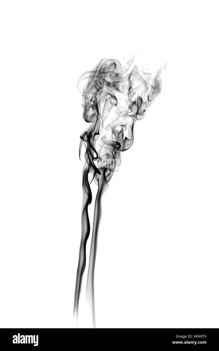 Fumée noire isolated on white Banque D'Images