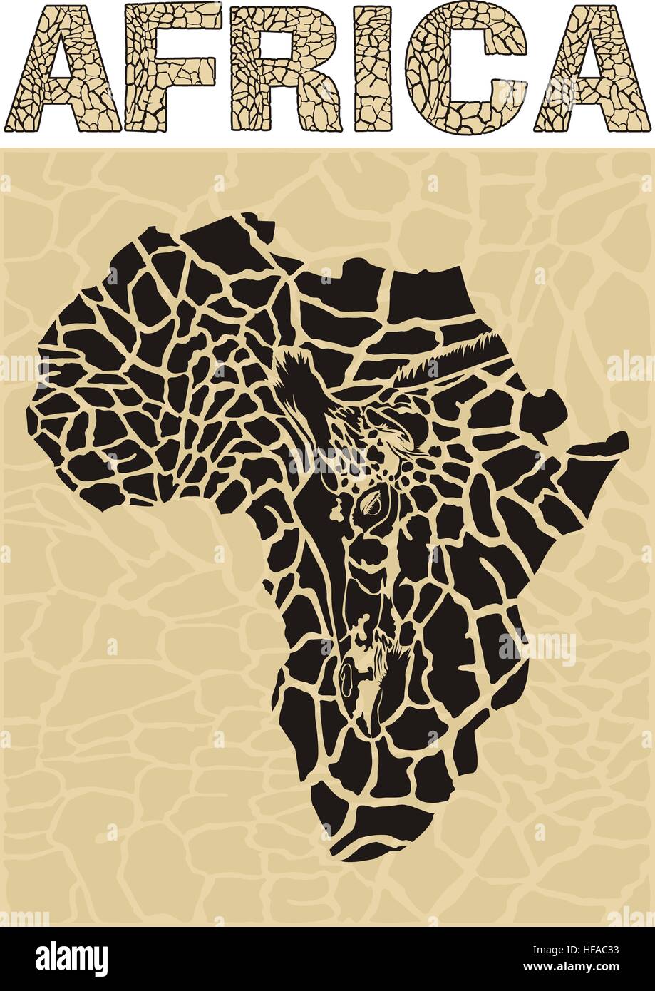 Carte de l'Afrique de l'Afrique et les symboles Banque D'Images
