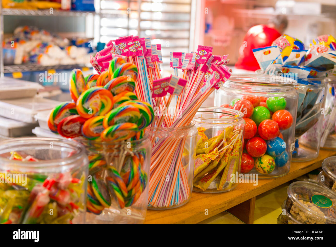 USA Florida St Augustine old fashioned sweet shop store lollipops gobstoppers Pixy Stix sorbet dips Banque D'Images