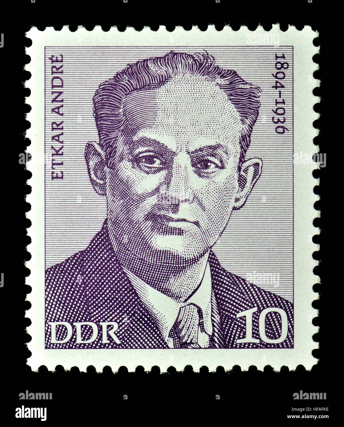 Timbre de l'Allemagne de l'Est (1974) : Edgar / Etkar Josef André (1894 - 1936) politicien communiste et antifasciste. Banque D'Images