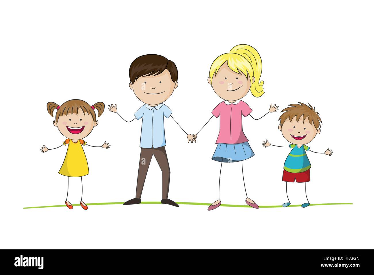 Jeune famille avec deux enfants Illustration de Vecteur