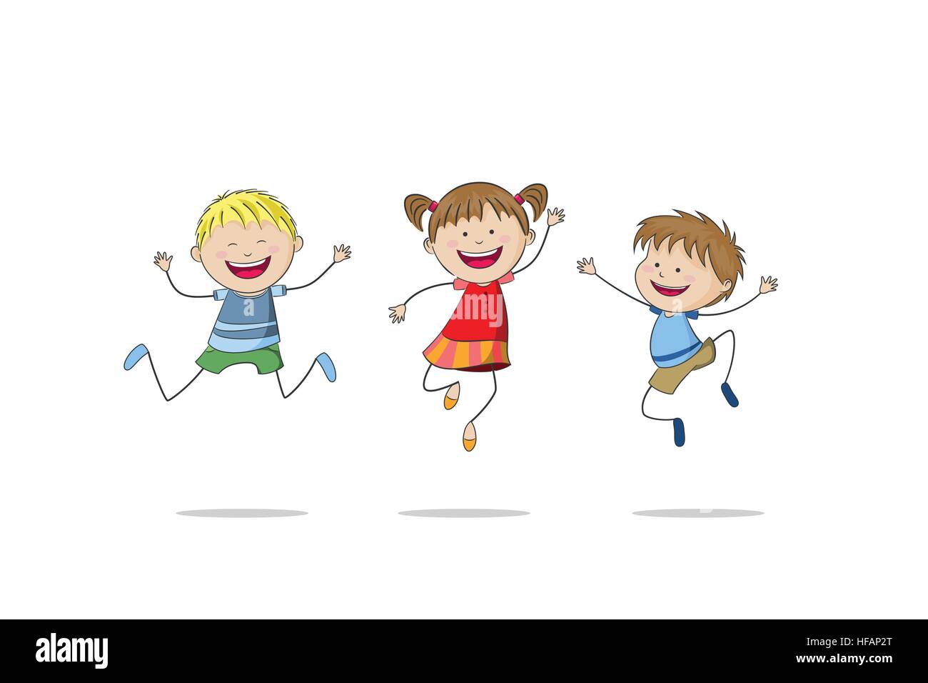Trois enfants de saut Illustration de Vecteur