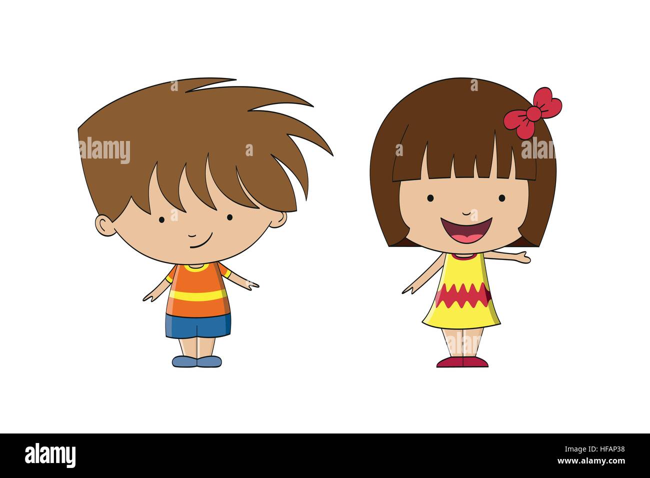 Deux funny cartoon kids Illustration de Vecteur