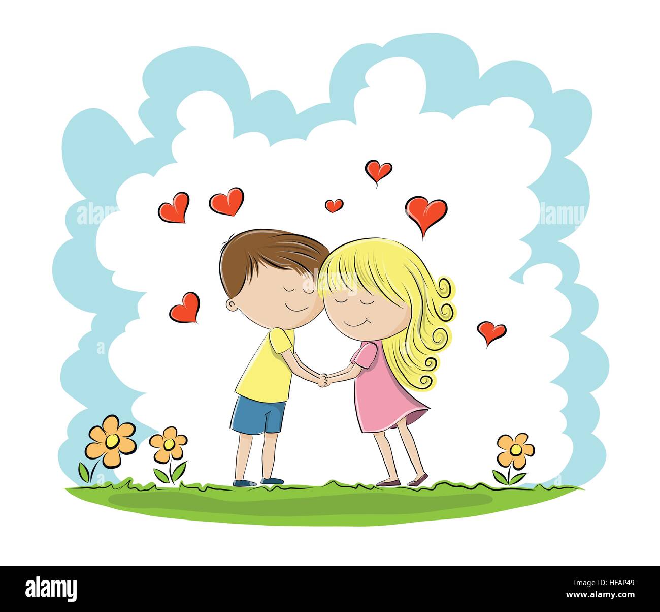 Deux personnes dans l'amour, sketch tirage main Illustration de Vecteur
