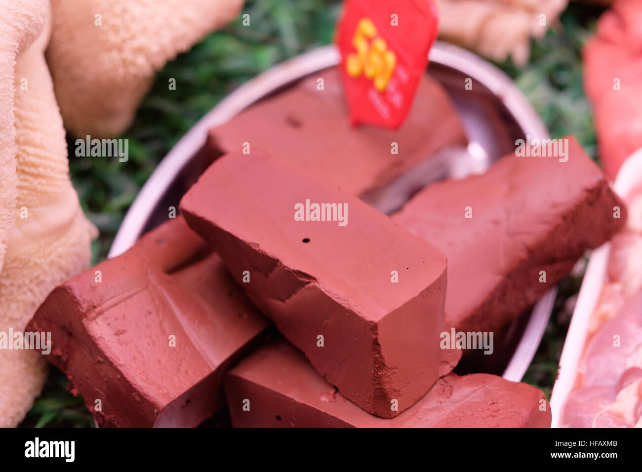 Le pâté de foie de poulet Boeuf Porc rouge crémeux belle Banque D'Images