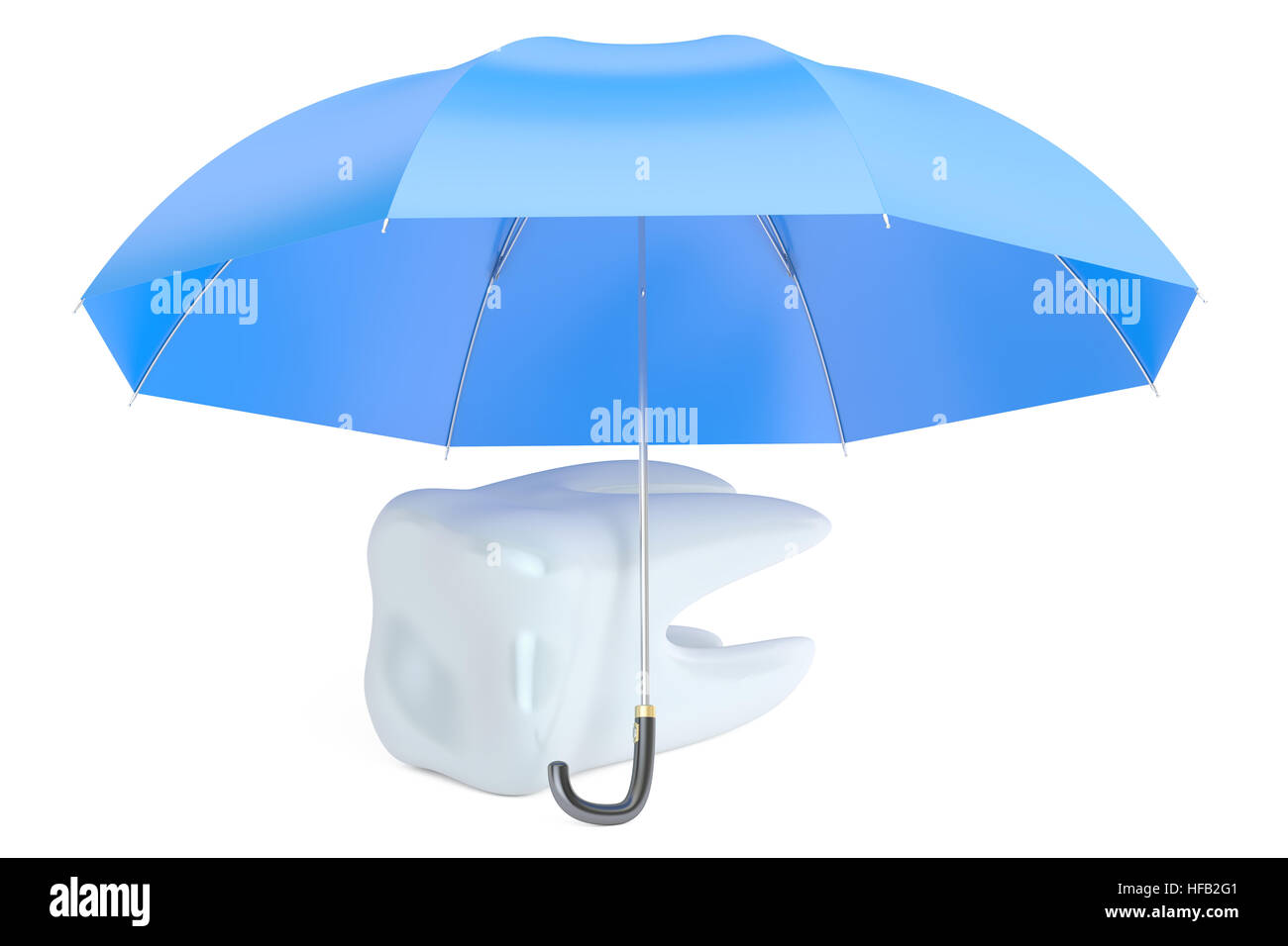 Concept de protection des dents avec parapluie, rendu 3D isolé sur fond blanc Banque D'Images