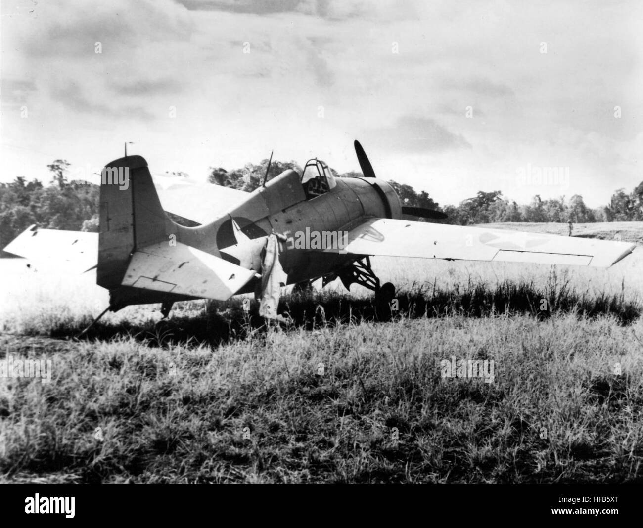 Endommagé. F4F-4 Wildcat à Guadalcanal 1942 Banque D'Images