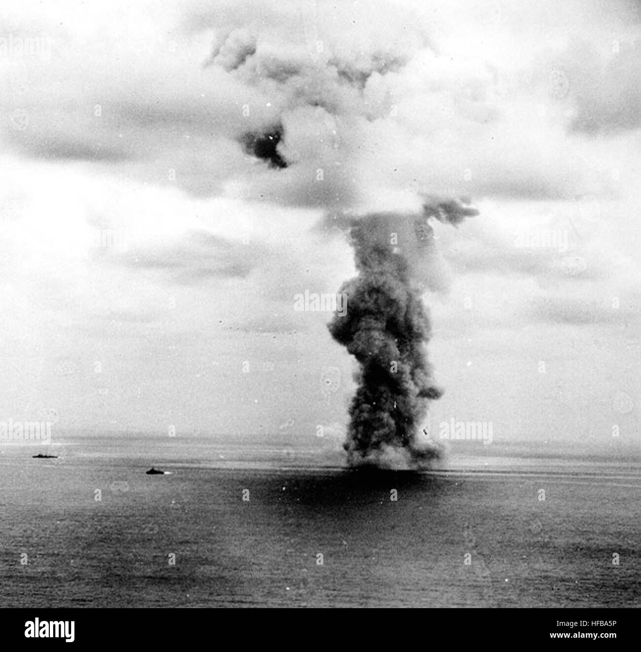 Explosion du cuirassé Yamato Banque D'Images