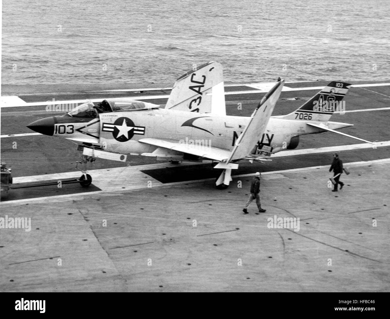 F3H-2N de VF-31 sur l'USS Saratoga (CVA-60) 1958 Banque D'Images
