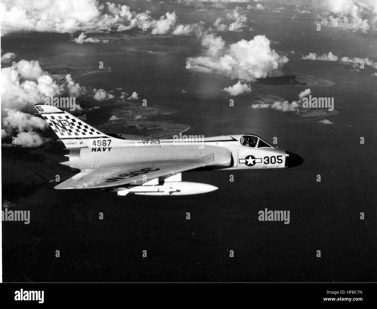 F4D Skyray-1 VF-213 en vol au large de Taiwan 1958 Banque D'Images