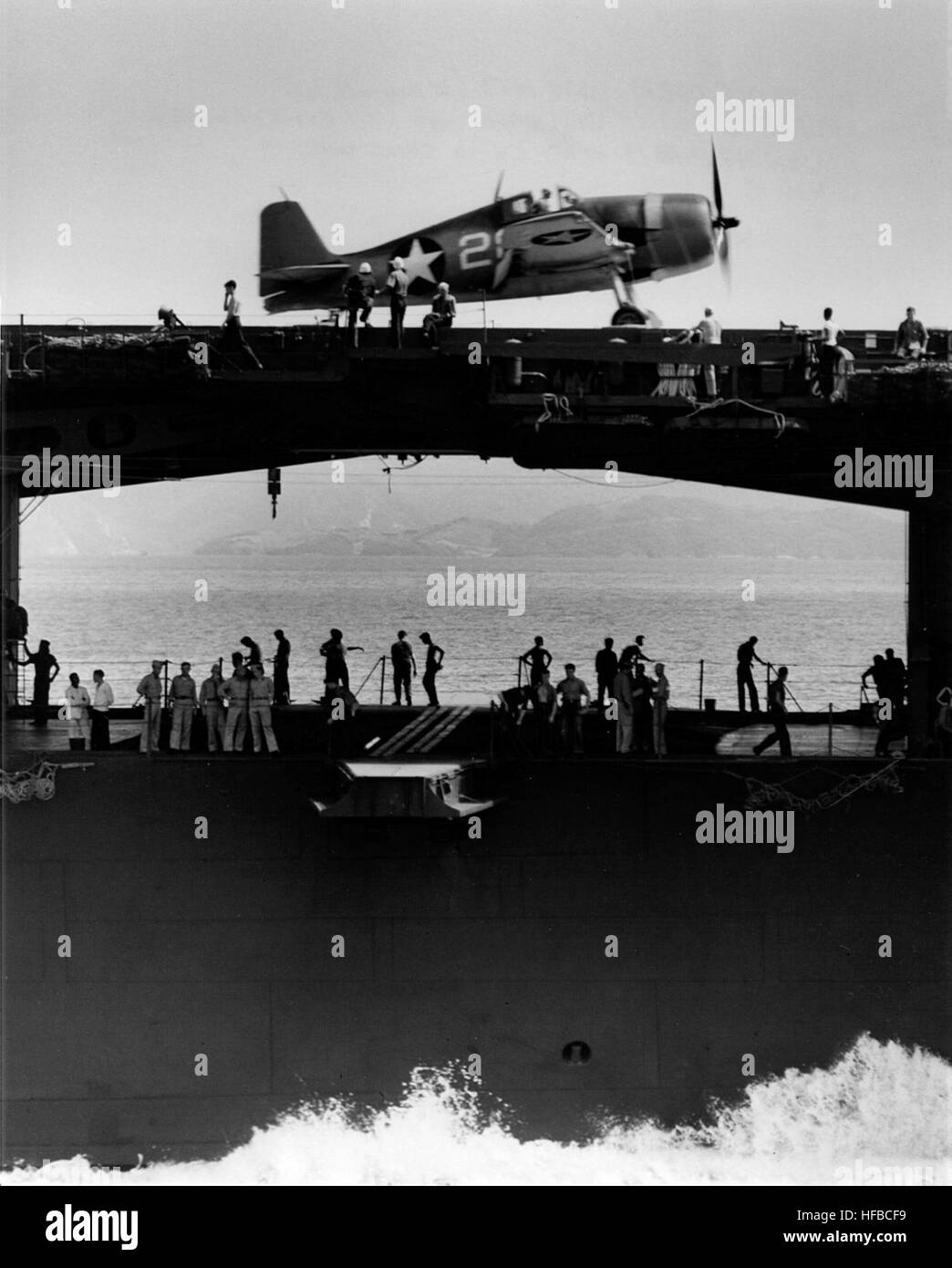 F6F-3 du VF-1 sur l'USS Yorktown (CV-10) 1943 Banque D'Images