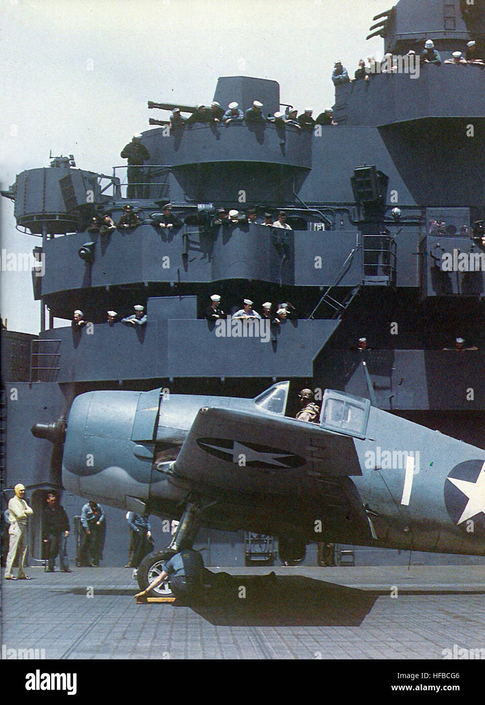 F6F-3 sur l'USS Yorktown 1943 Banque D'Images