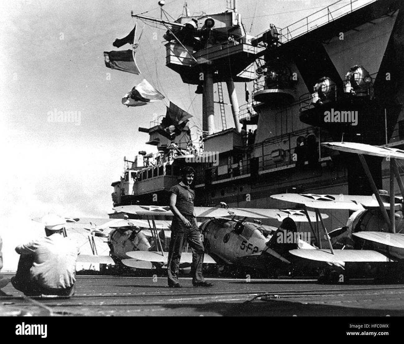 Grumman F2Fs sur l'USS Yorktown 1939 Banque D'Images