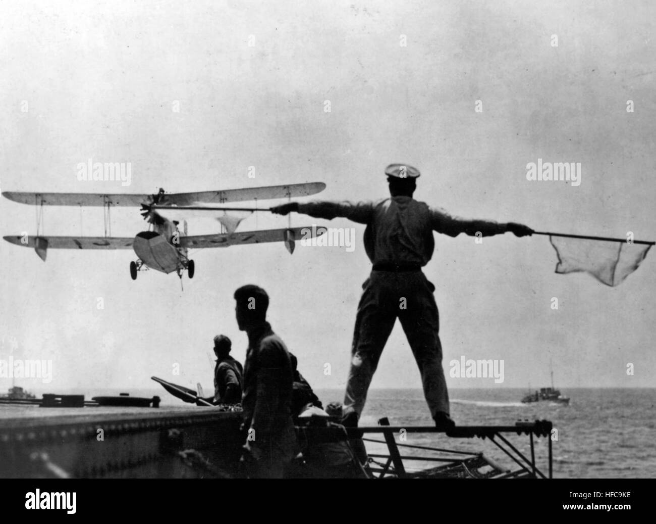 LSO Loening directeurs OL à bord d'USS Lexington (CV-2) 1931 Banque D'Images