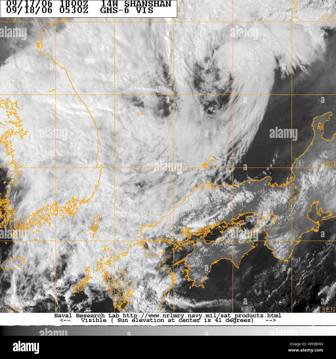 Typhoon 14W (Shanshan) 2006-09-18 05-30 Banque D'Images