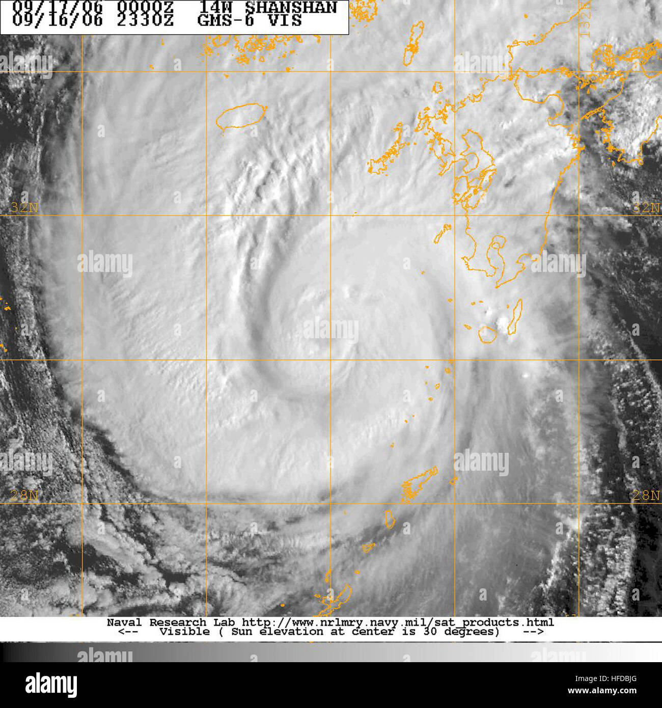 Typhoon 14W (Shanshan) 2006-09-16 23-30 Banque D'Images