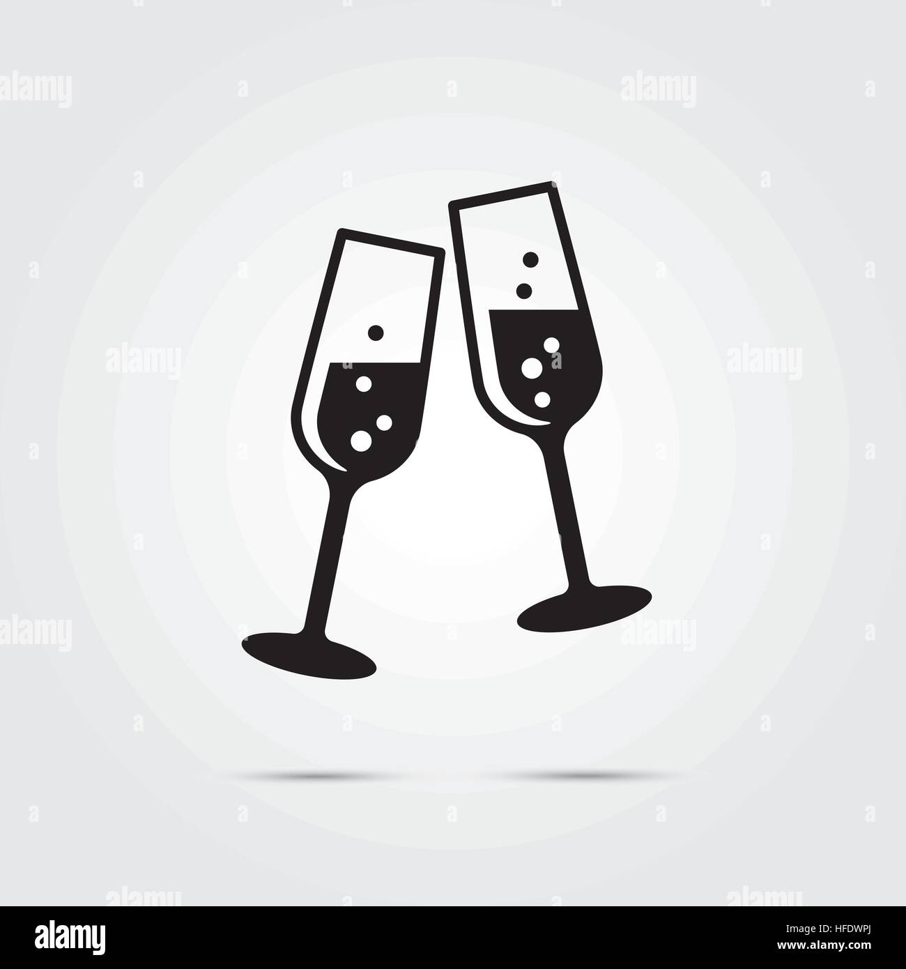 Le grillage avec deux verres de champagne à la veille du jour de l'icône glyphe Illustration de Vecteur