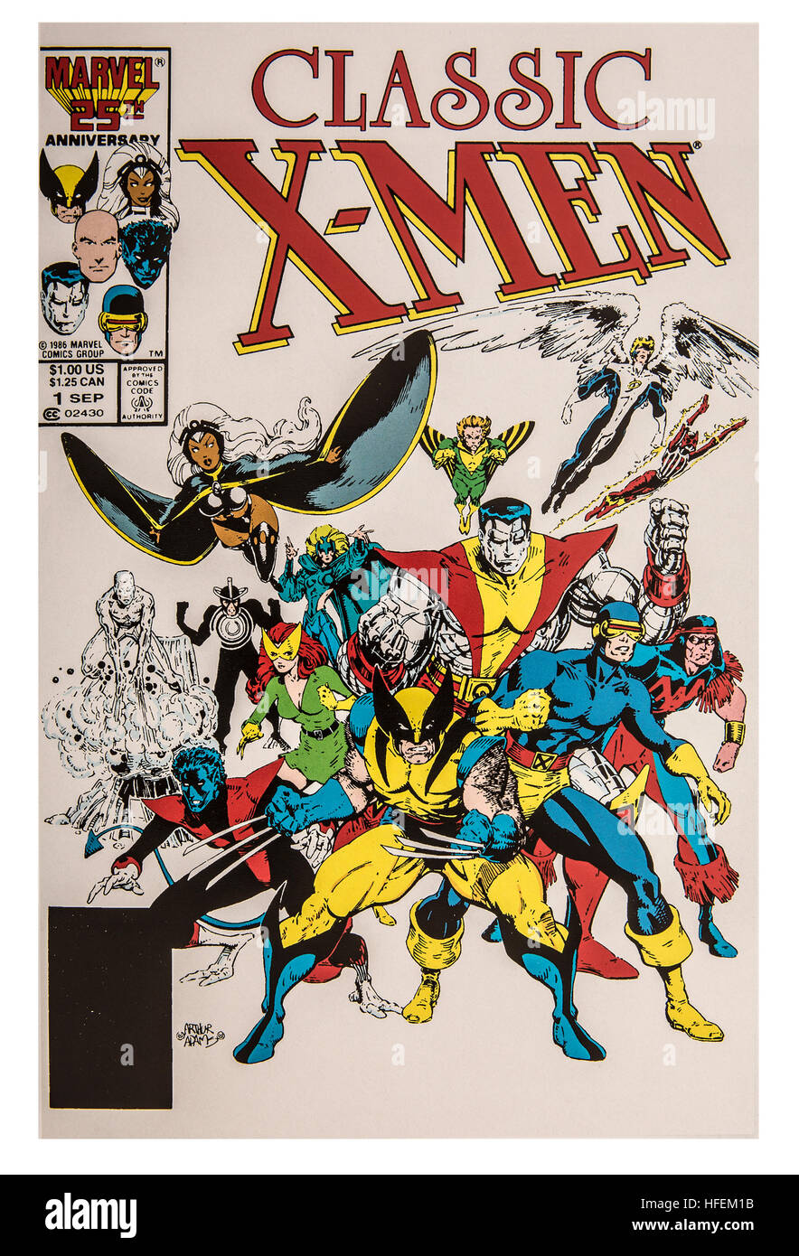 MARVEL 25 Anniversaire X-Men Classic Classic 1986 (X-Men) Bande dessinée sur un fond blanc Banque D'Images