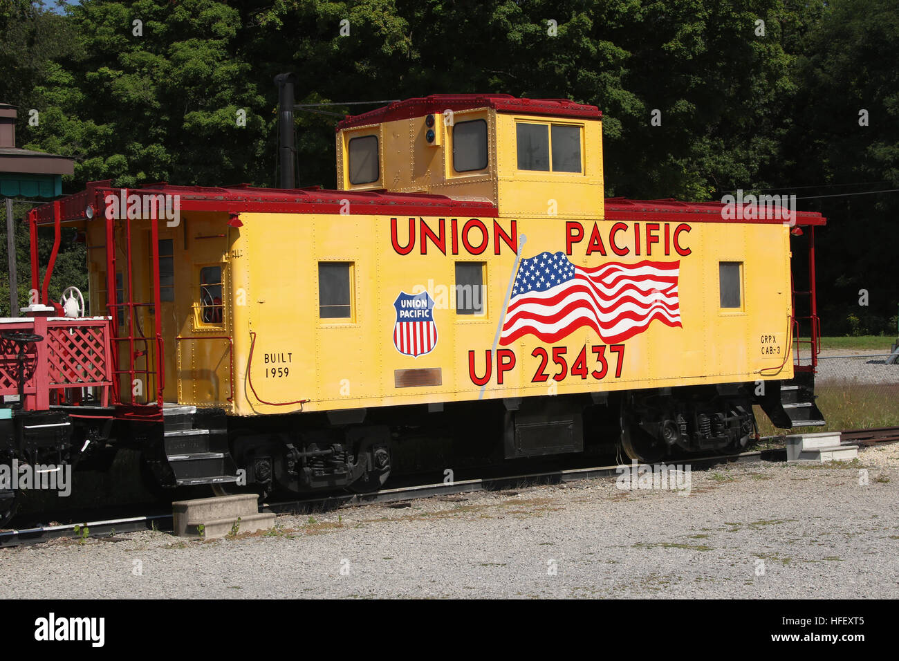 Union Pacific Caboose. Jusqu'25437. Greenville Railroad Park and Museum. Greenville, South Carolina, USA. Banque D'Images