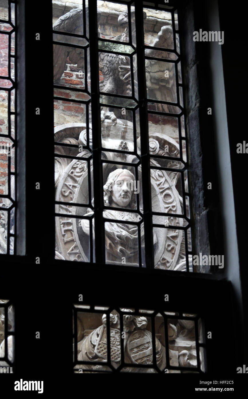 Les statues dans la cour du Musée de l'imprimerie Plantin-Moretus Anvers, Belgique Banque D'Images
