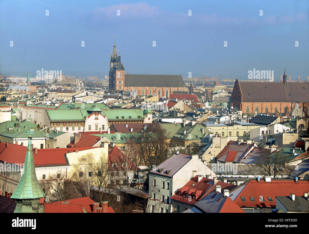 Vue à vol d'oiseau de Cracovie avec Abri International Church of St Mary Pologne Banque D'Images