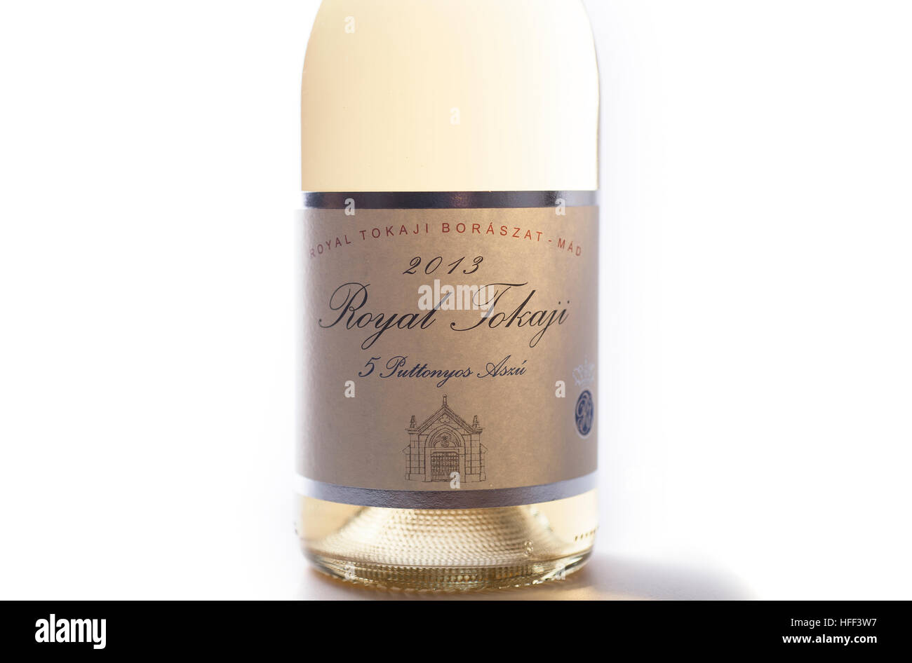 Aszu 5 puttonyos 2013 Tokai étiquette bouteille de vin de la région viticole de Tokaj, Hongrie Banque D'Images