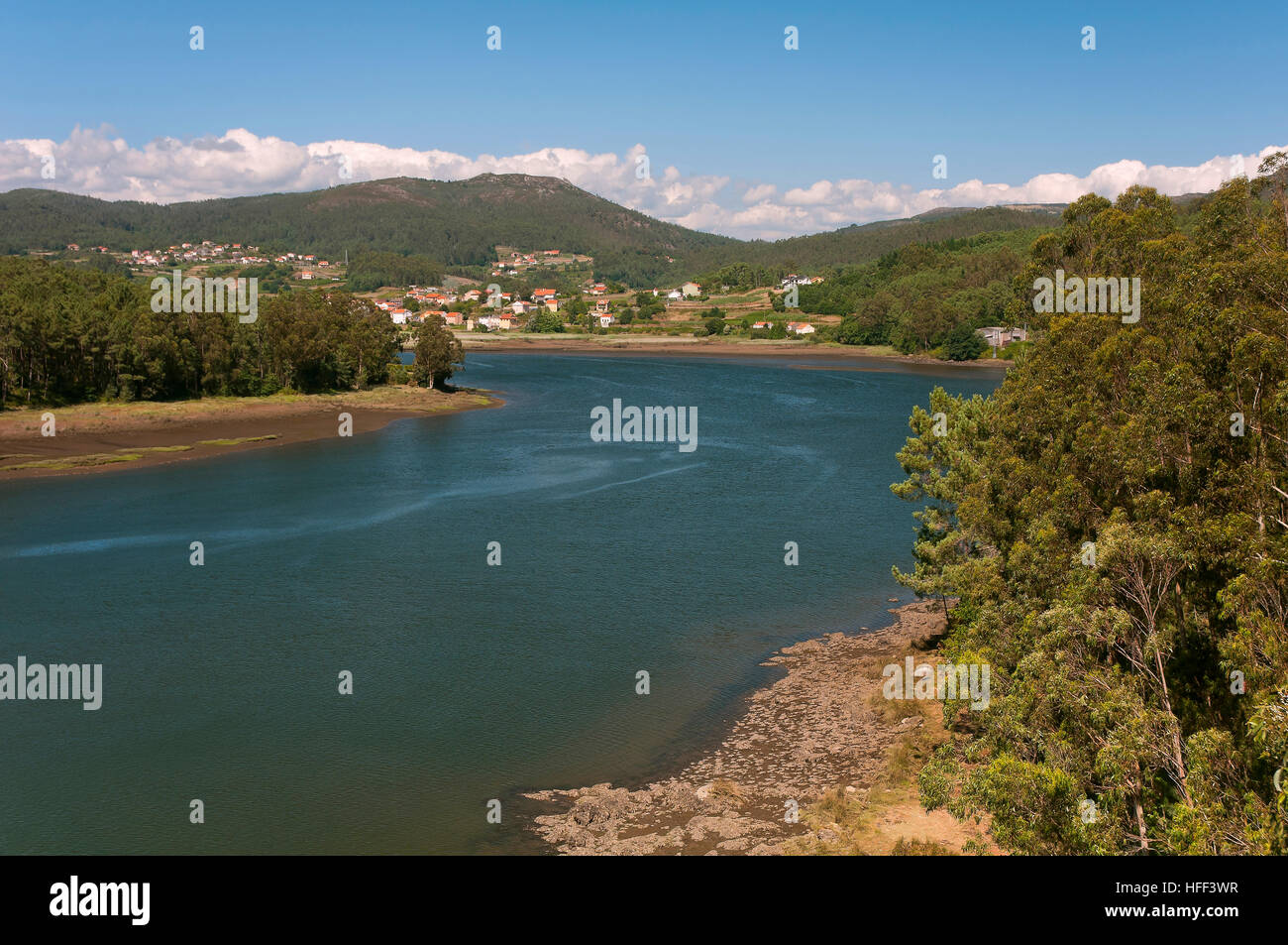 La rivière Tambre, Noia, province de La Corogne, une région de Galice, Espagne, Europe Banque D'Images