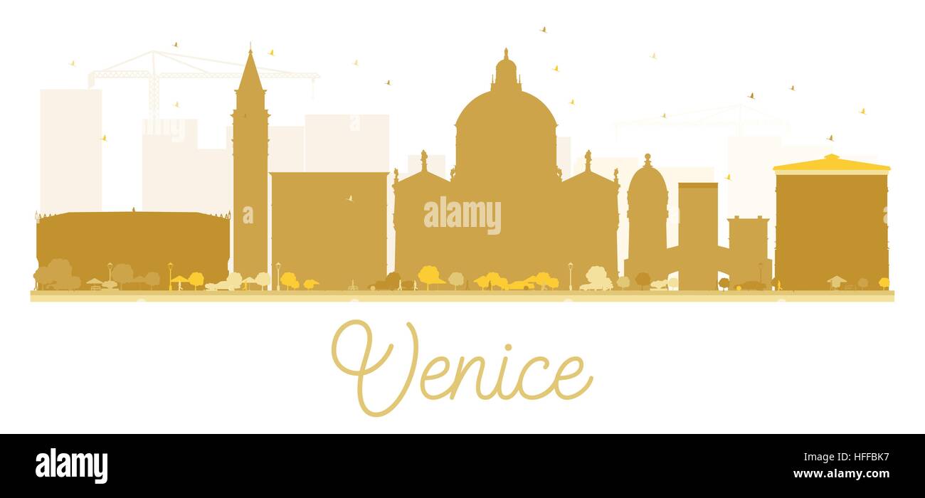 La ville de Venise golden silhouette. Vector illustration. Concept simple pour le tourisme présentation, bannière, un placard ou un site web. Illustration de Vecteur