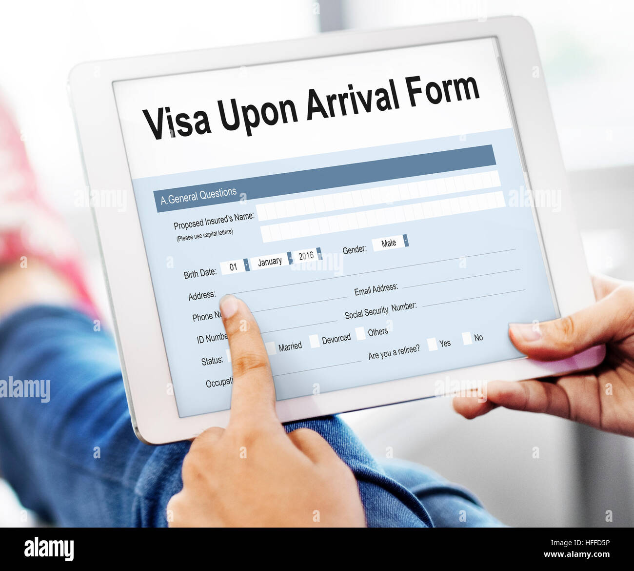 Concept Formulaire de visa à l'arrivée Banque D'Images