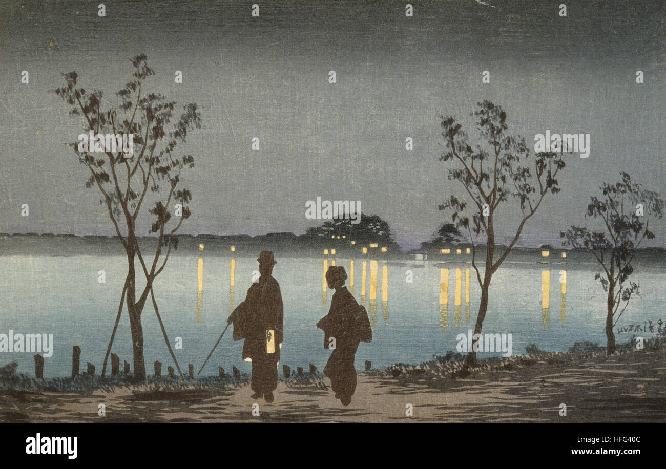 Kobayashi Kiyochika - Nuit sur la rivière Sumida Banque D'Images