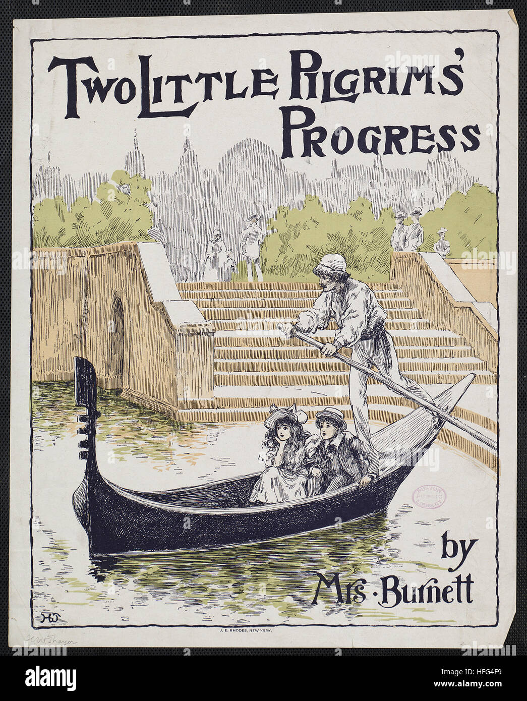 Deux petits progrès des pèlerins par Mme Burnett Banque D'Images