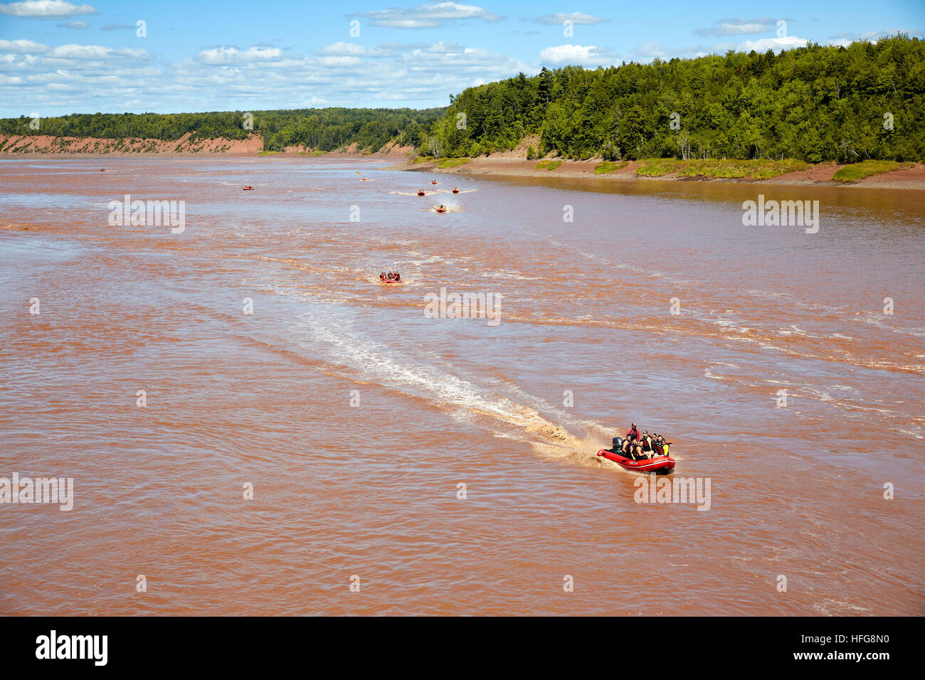 Tidal Bore Rafting, rivière Shubenacadie, Maitland, en Nouvelle-Écosse, Canada Banque D'Images