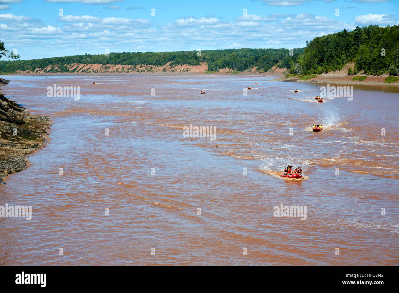 Tidal Bore Rafting, rivière Shubenacadie, Maitland, en Nouvelle-Écosse, Canada Banque D'Images