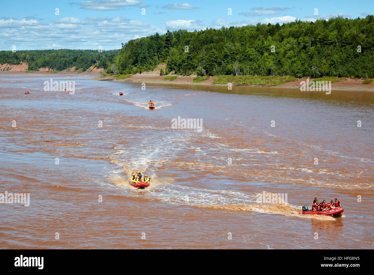 Tidal Bore Rafting, rivière Shubenacadie, Maitland, en Nouvelle-Écosse, Canada Banque D'Images