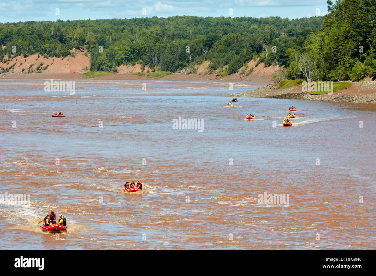 Tidal Bore Rafting, rivière Shubenacadie, Maitland, en Nouvelle-Écosse, Canada Banque D'Images