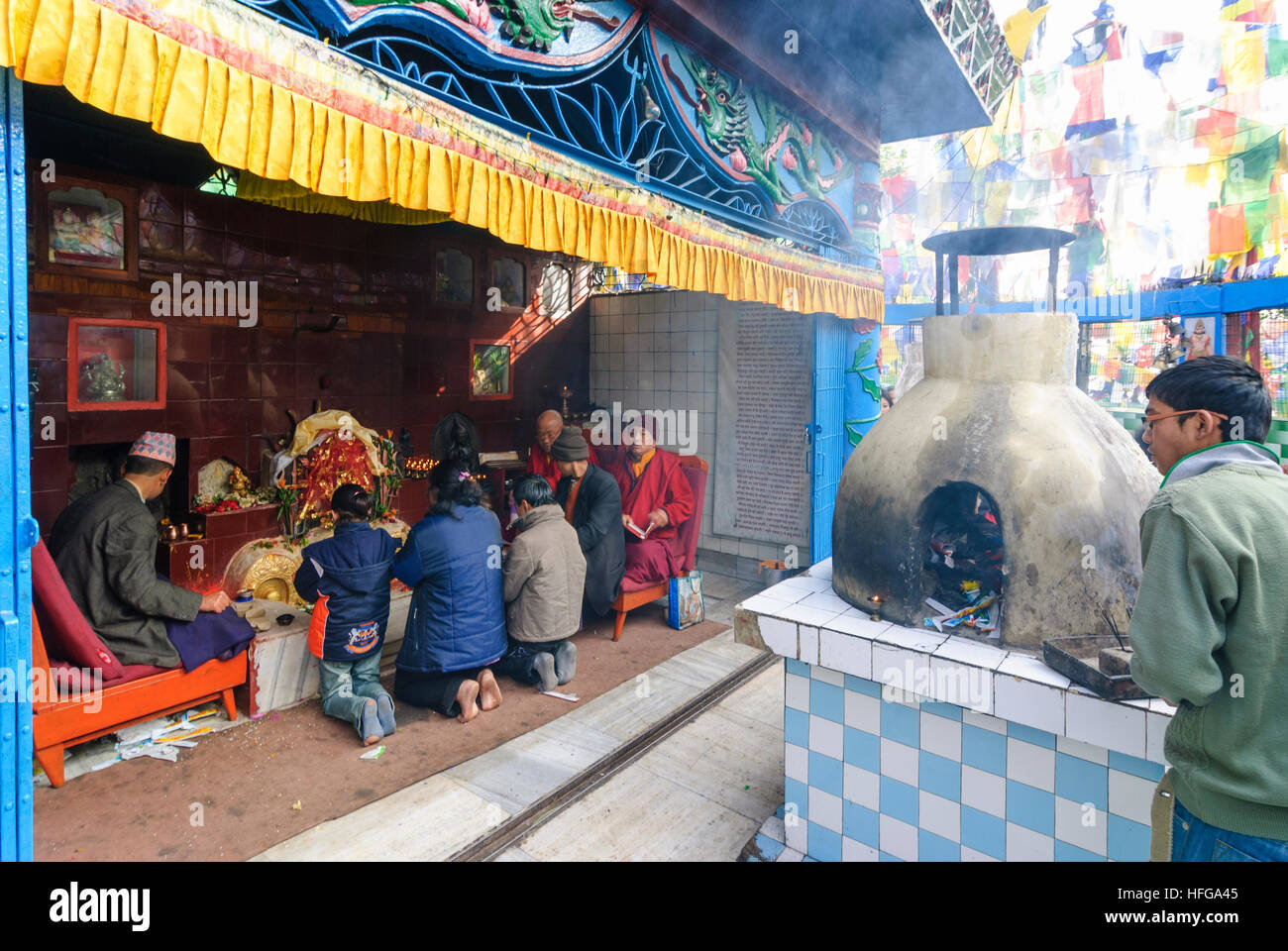 Darjeeling : temple tibétain sur l'Observatory Hill, West Bengal, India, Westbengalen Banque D'Images