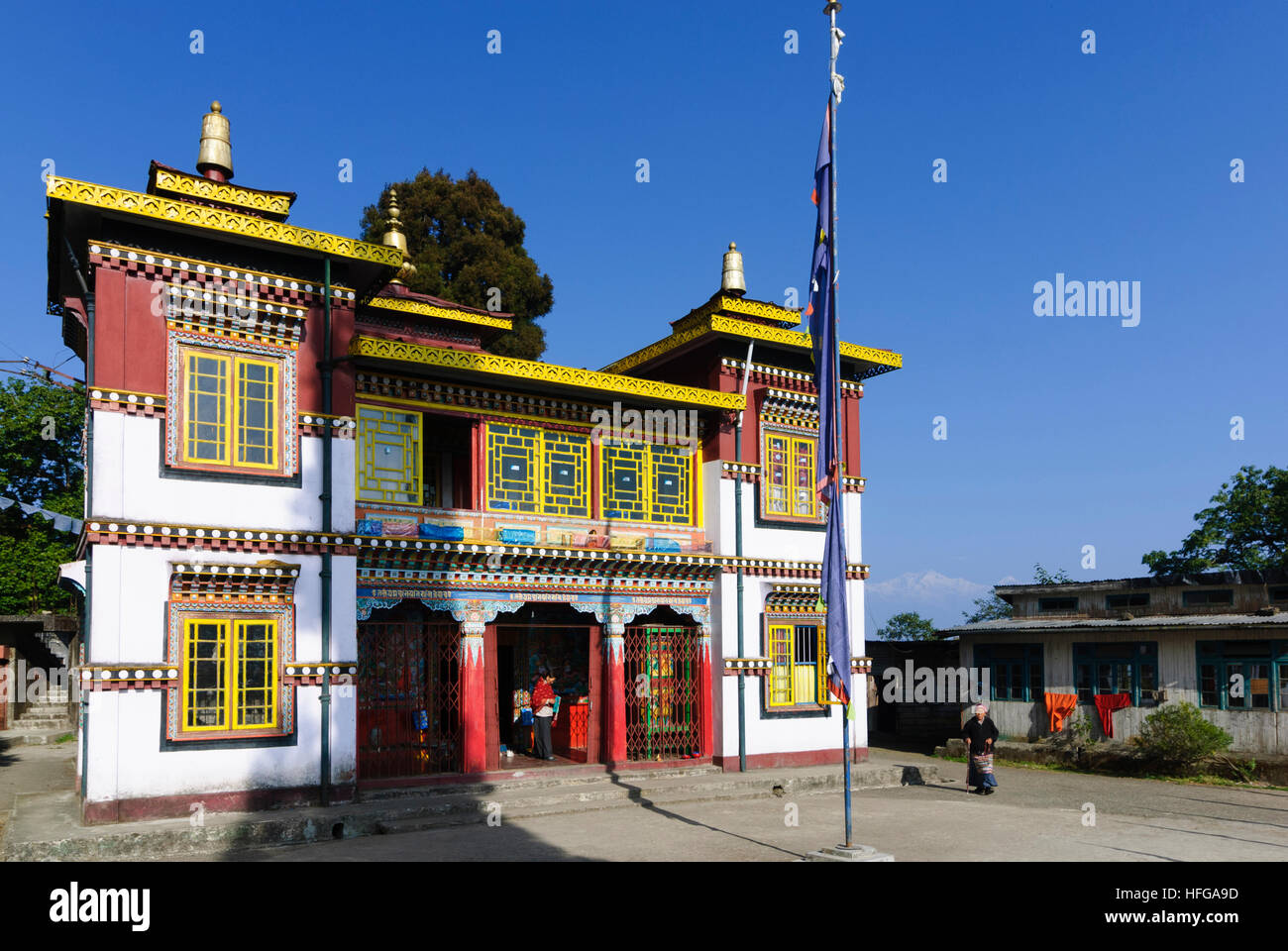 Darjeeling : temple tibétain Bhutia Busty Gompa, Bengale occidental, Inde, Westbengalen Banque D'Images