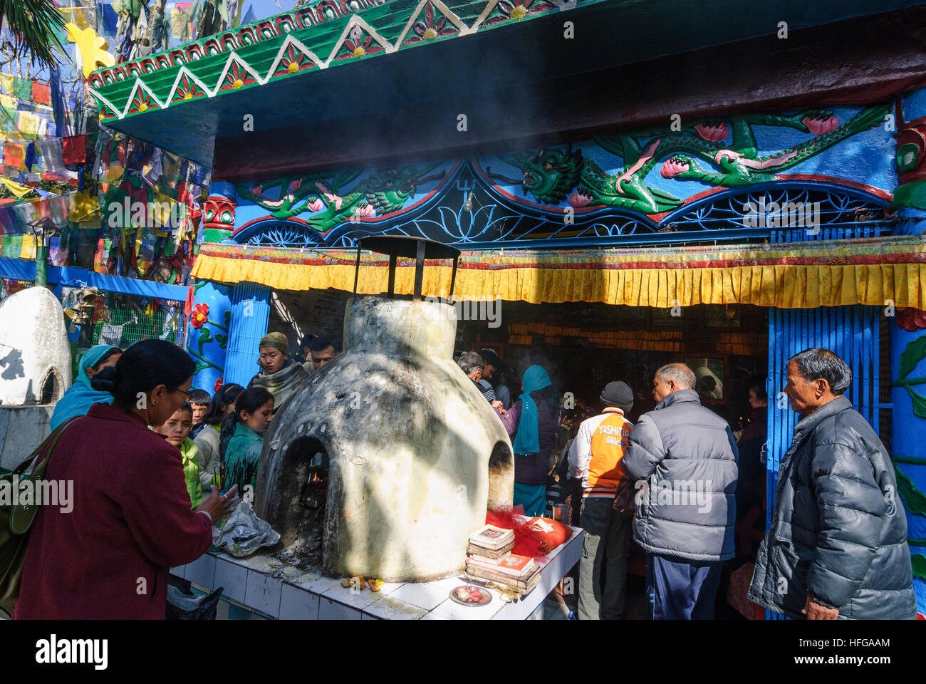 Darjeeling : temple tibétain sur l'Observatory Hill, West Bengal, India, Westbengalen Banque D'Images