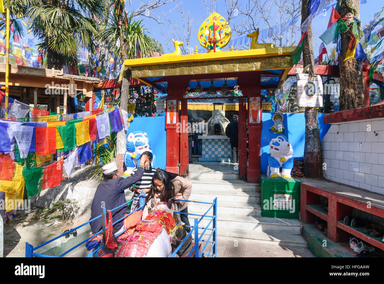 Darjeeling : temple tibétain sur l'Observatory Hill, West Bengal, India, Westbengalen Banque D'Images