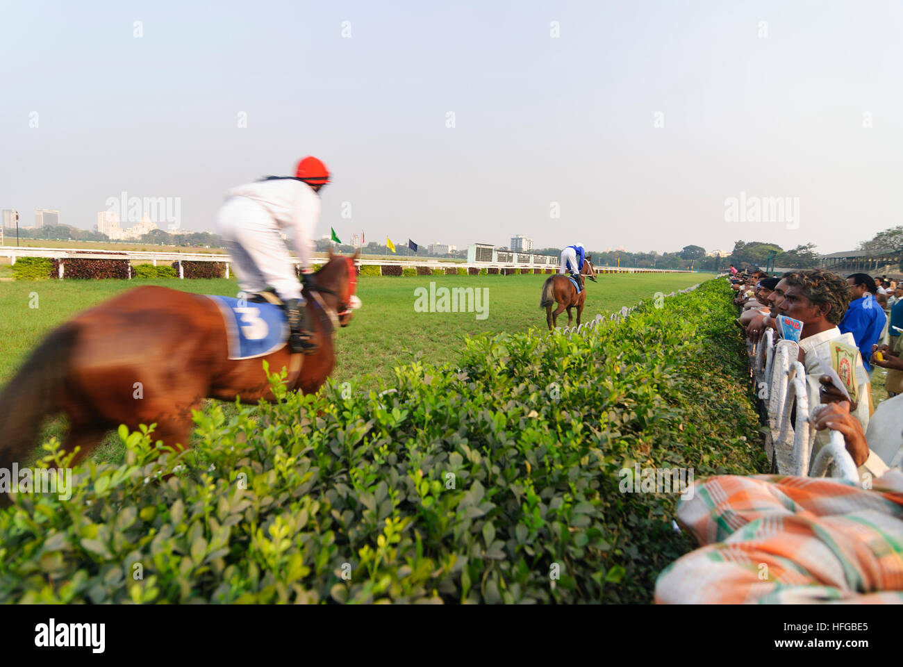 Kolkata (Calcutta, Kalkutta) : Race Track ; lors de la présentation de la course des chevaux, Bengale occidental, Inde, Westbengalen Banque D'Images