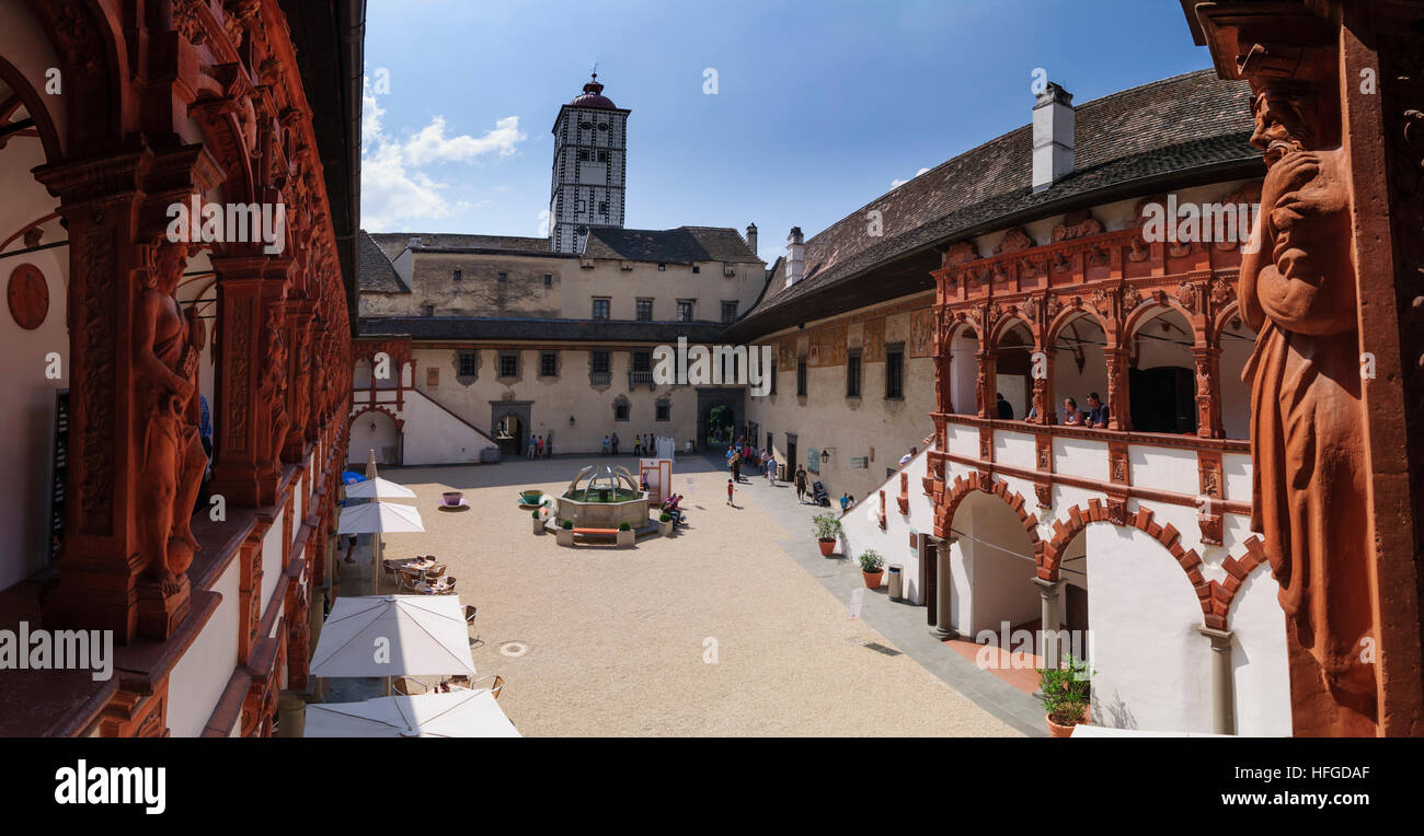 Schollach Arcade : cour du château Schallaburg, Mostviertel, Niederösterreich, Autriche, Basse Autriche Banque D'Images