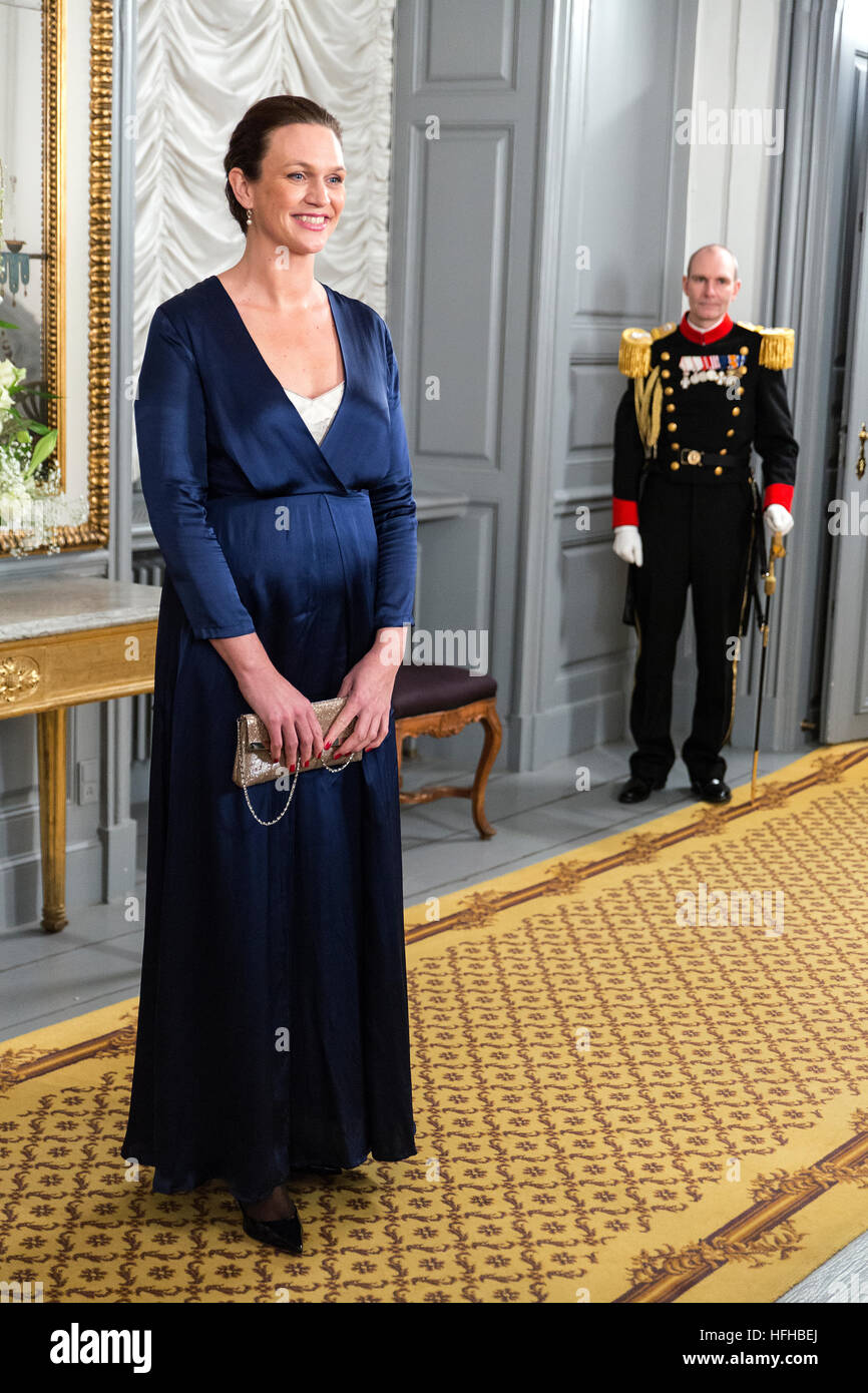 Copenhague, Danemark. 06Th Jan, 2017. Ministre de l'éducation Merete Riisager arrive à la Reine Margrethe de Danemark a réception du Nouvel An à Amalienborg à Copenhague. © OJPHOTOS/Alamy Live News Banque D'Images