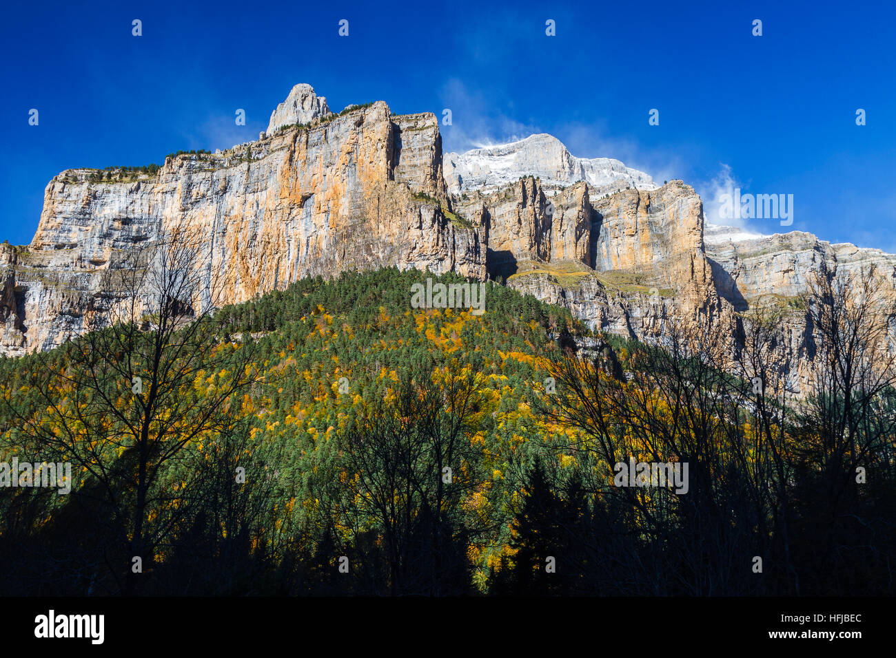 Vue montagnes. Punta Gallinero, Parc National d'Ordesa. Chaîne des Pyrénées. Huesca, Espagne, Europe. Banque D'Images