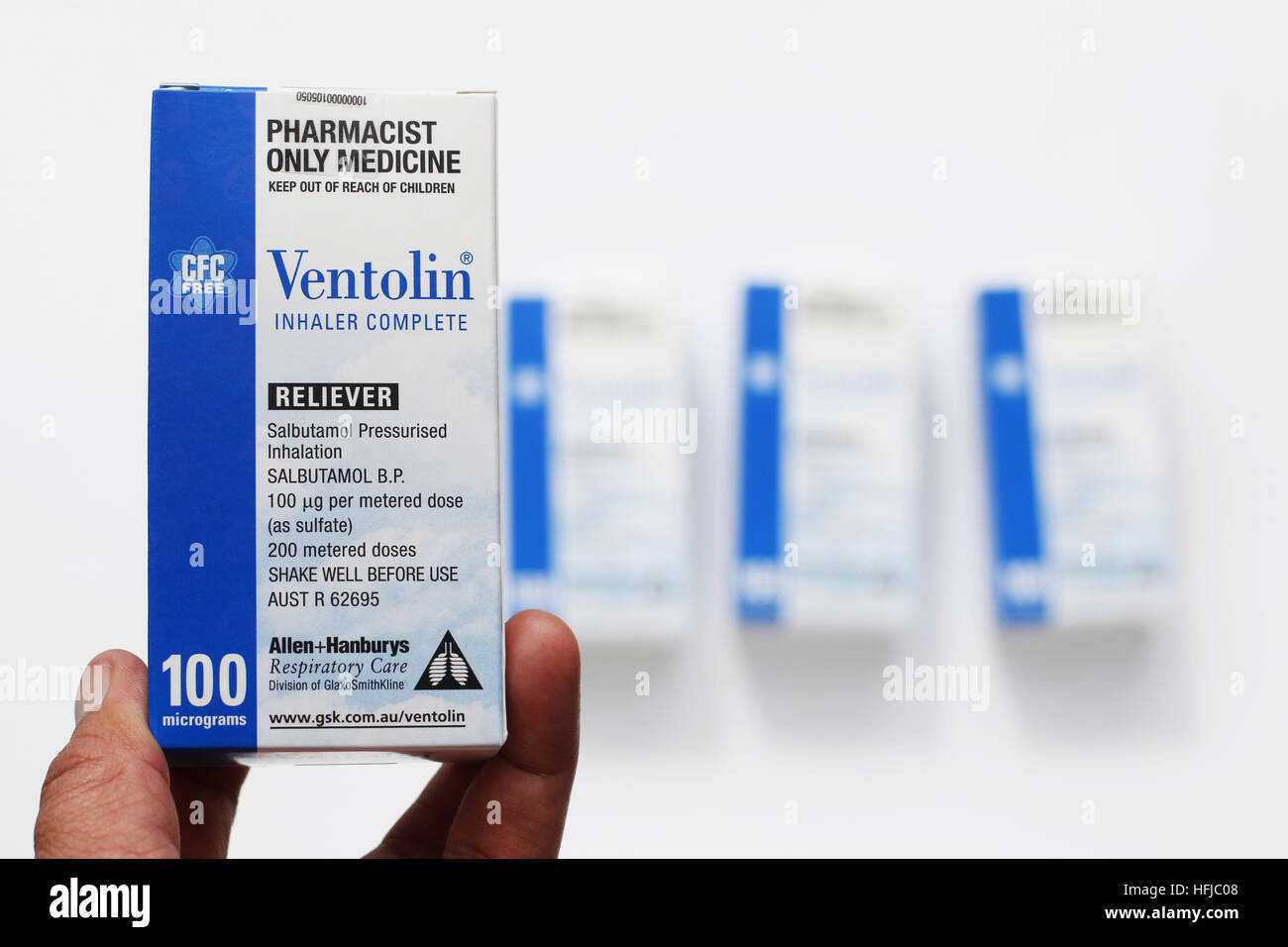 Ventolin isolés contre fond blanc Banque D'Images