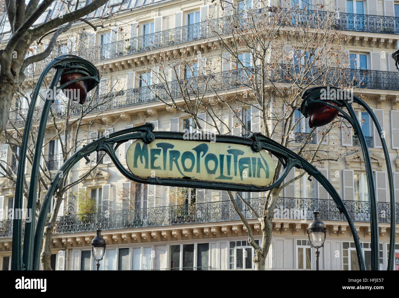 Métro Art Nouveau signe, Gare du Nord, Paris, France Banque D'Images