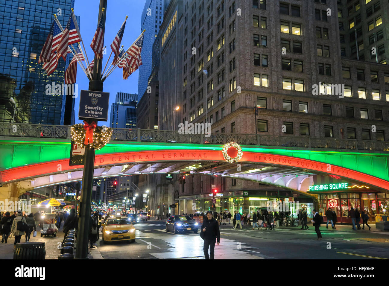 Lumières de Pershing Square à New York City, USA Banque D'Images