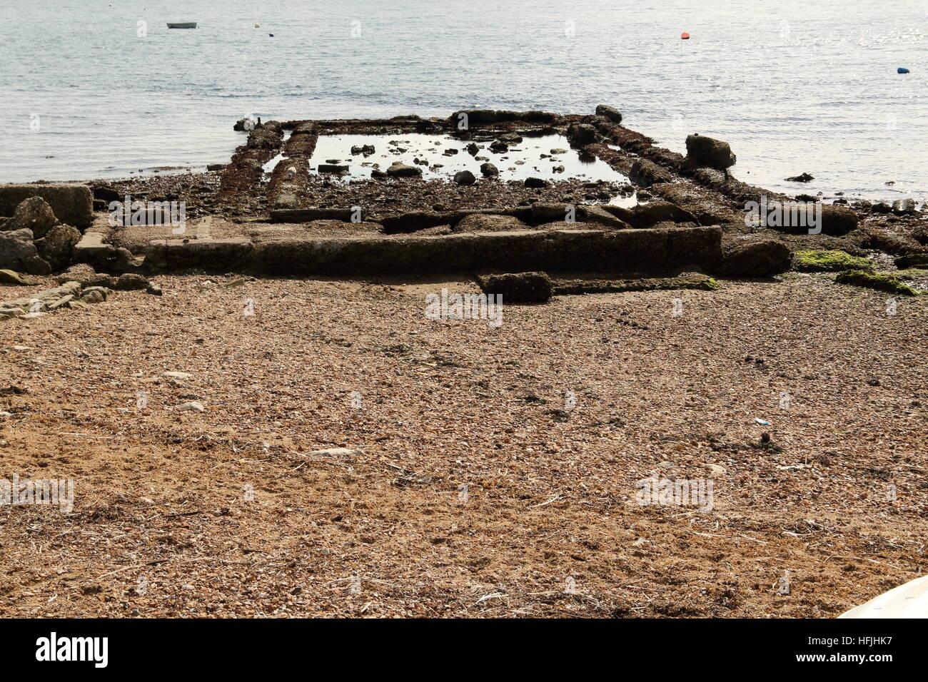 Fondements de l'ancien bâtiment à quai,Poole Dorset,,UK Banque D'Images