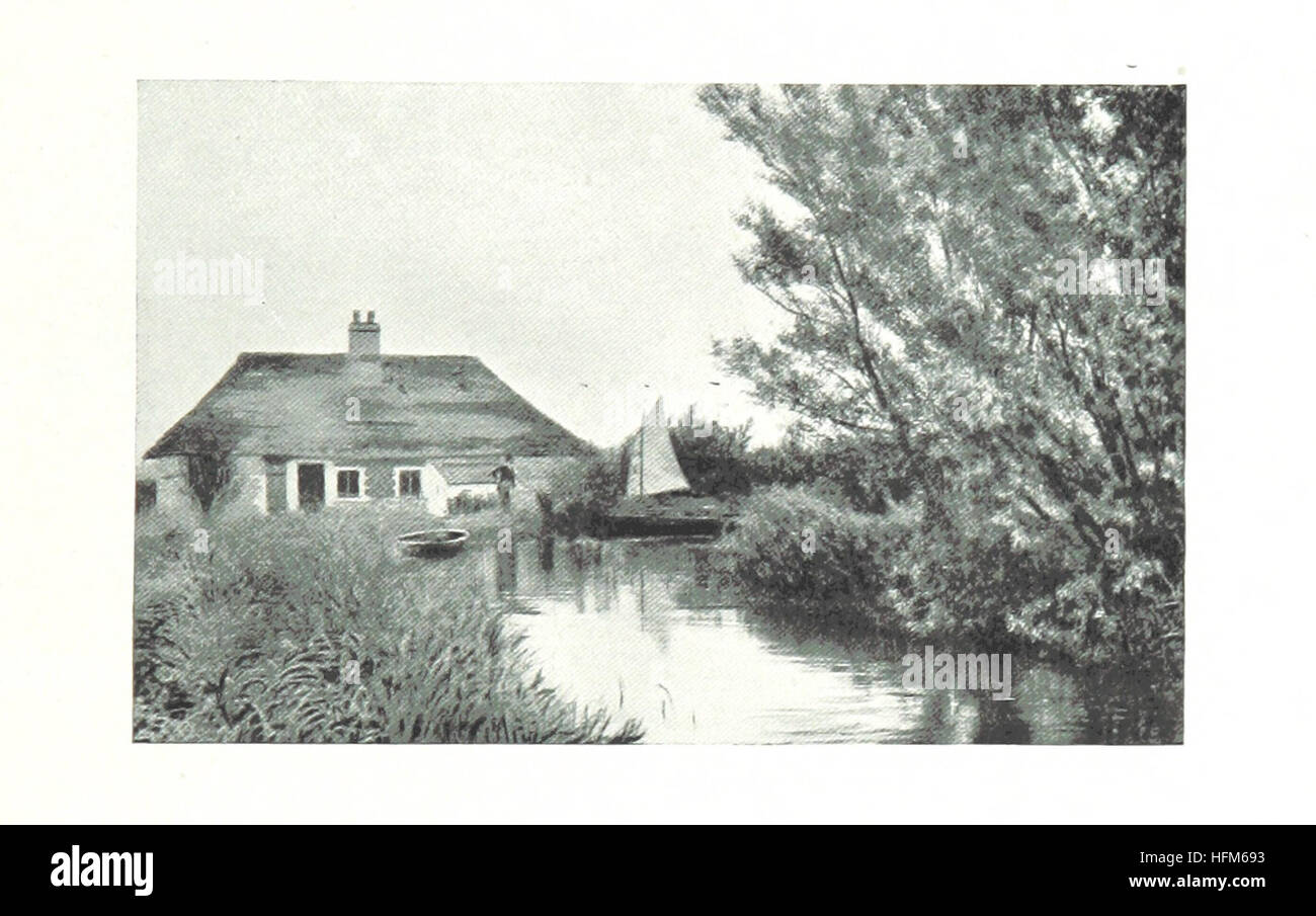 Cette image tirée de 'Sun Pictures of the Norfolk Broads' capture les paysages de Norfolk Broads, mettant en valeur sa beauté naturelle, ses cours d'eau et son architecture. Le livre, avec des descriptions de E. R. Suffling, fournit un enregistrement visuel de la région à la fin du XIXe siècle. Banque D'Images