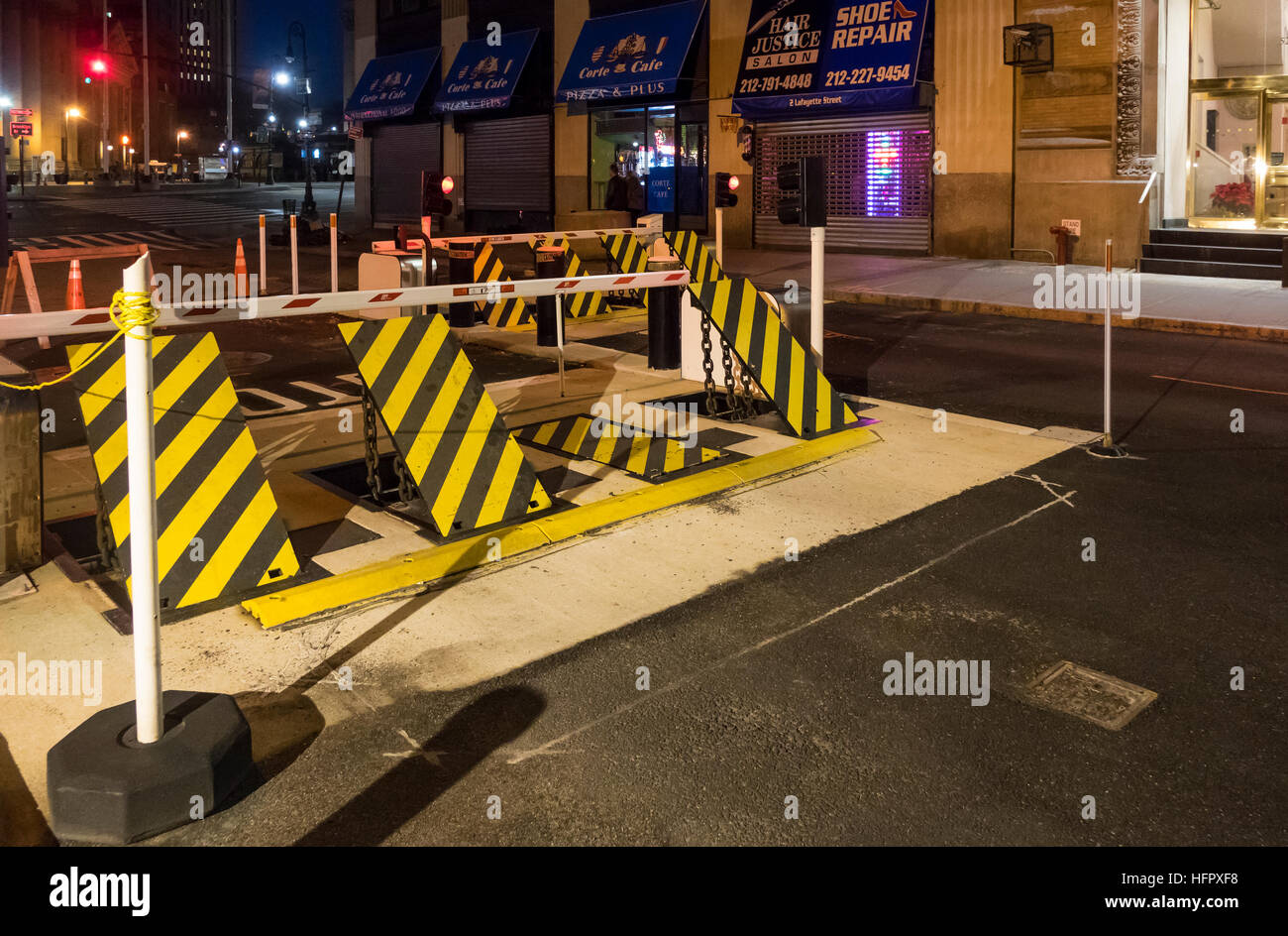 Vitesse sécurité arrêter dans le quartier financier de Manhattan Banque D'Images